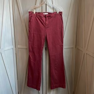 Maroon pants with pockets and belt loops